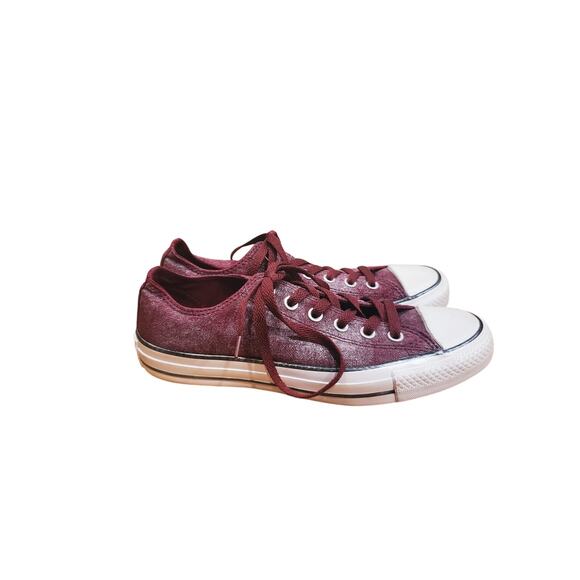 Converse Chuck Taylor All Star Low Top Sneaker In Dark Red/Silver Women's Size 8 - Picture 3 of 8